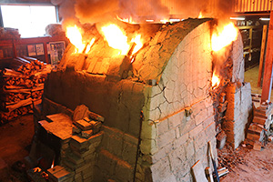The burning works in a kiln