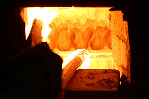 The burning works in a kiln